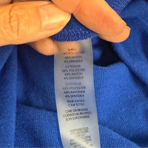 Calvin Klein Royal Blue Long Sleeve Stretch Knit Top Women’s Small Classic Tee - Picture 7 of 9